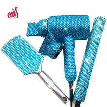 Load image into Gallery viewer, Foxy Fashions Diamond Girlz Collection Crystal Hair Flat iron Bling Hair Dryer Rhinestone Wig Brush  Crystal Hot tools Hair Boutique
