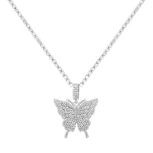 Load image into Gallery viewer, Foxy Fashions Diamond Girlz Collection Statement Big Butterfly Pendant Necklace Rhinestone Chain for Women Bling Tennis Chain Crystal Choker Necklace Party Jewelry
