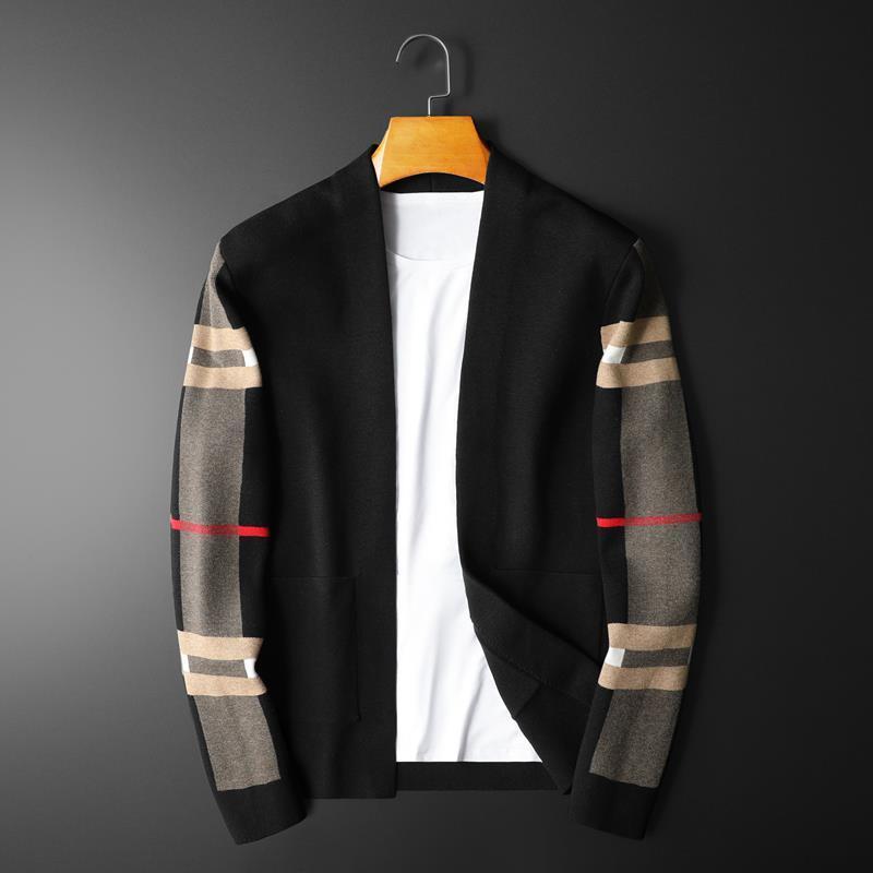 Luxury Men's Classic Plaid Knitted Cardigan Sweater Casual  Long Sleeve Cardigan Jacket