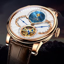 Load image into Gallery viewer, LOBINNI Men Automatic Gold Mechanical Wristwatch Fashion sporty strap chronograph Sapphire Skeleton Brand
