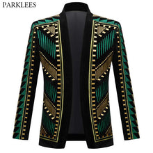 Load image into Gallery viewer, Luxury African Embroidery Cardigan Blazer Jacket Men Shawl Lapel Slim Fit Striped Suit Jacket
