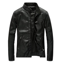 Load image into Gallery viewer, Men&#39;s Leather Jacket Stand Collar Motorcycle Pu Casual Slim Fit Coat
