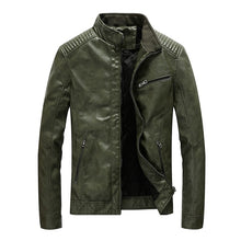 Load image into Gallery viewer, Men&#39;s Leather Jacket Stand Collar Motorcycle Pu Casual Slim Fit Coat
