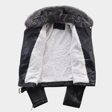 Load image into Gallery viewer, Women&#39;s Winter Warm Faux Leather Jackets with Fur Collar Belt Lady  Motorcycle Biker Outerwear Coats
