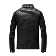 Load image into Gallery viewer, Men&#39;s Leather Jacket Stand Collar Motorcycle Pu Casual Slim Fit Coat
