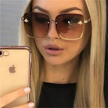 Load image into Gallery viewer, Women&#39;s Oversize Rimless Square Bee Sunglasses Glasses Gradient UV400
