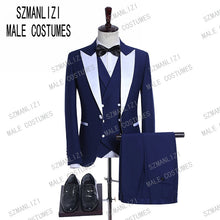 Load image into Gallery viewer, Custom Made 3-Piece  Smoking Blazer Casual Business Gentlemen Groom Suit
