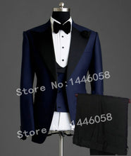 Load image into Gallery viewer, Custom Made 3-Piece  Smoking Blazer Casual Business Gentlemen Groom Suit
