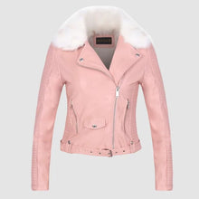 Load image into Gallery viewer, Women&#39;s Winter Warm Faux Leather Jackets with Fur Collar Belt Lady  Motorcycle Biker Outerwear Coats
