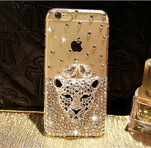 Load image into Gallery viewer, Foxy Fashions Diamond Girlz Collection Luxury Hot Tiger Leopard Head Diamond Rhinestone Crystal Bling Phone Cases For iphone 13 12 11 Pro MAX X XS MAX XR 6 6S 7 8 Plus
