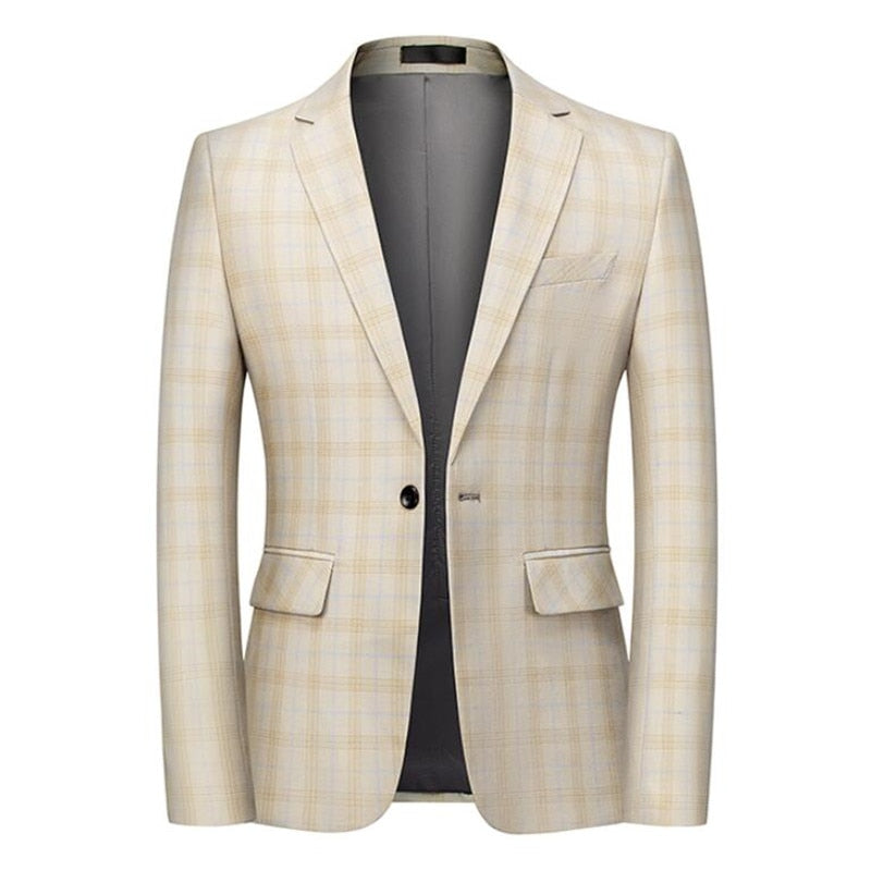 Men's Fashion Spring and Autumn Casual Plaid Blazer