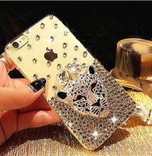 Load image into Gallery viewer, Foxy Fashions Diamond Girlz Collection Luxury Hot Tiger Leopard Head Diamond Rhinestone Crystal Bling Phone Cases For iphone 13 12 11 Pro MAX X XS MAX XR 6 6S 7 8 Plus
