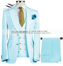 Load image into Gallery viewer, Men Suits 3 Pieces Slim Fit Business Suit (Blazer+Pants+Vest)
