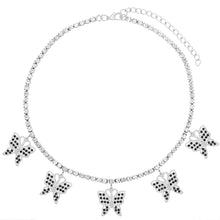 Load image into Gallery viewer, Foxy Fashions Diamond Girlz Collection Statement Big Butterfly Pendant Necklace Rhinestone Chain for Women Bling Tennis Chain Crystal Choker Necklace Party Jewelry
