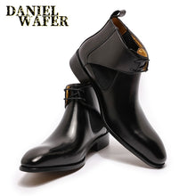 Load image into Gallery viewer, Luxury Men&#39;s Chelsea Boots Black Brown Pointed Toe Handmade Genuine Leather
