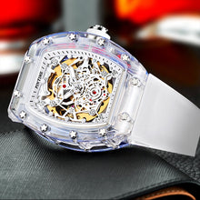 Load image into Gallery viewer, PINTIME Fashion Automatic Mechanical Transparent White Hollow Large Dial Men&#39;s Watch
