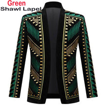 Load image into Gallery viewer, Luxury African Embroidery Cardigan Blazer Jacket Men Shawl Lapel Slim Fit Striped Suit Jacket
