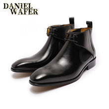 Load image into Gallery viewer, Luxury Men&#39;s Chelsea Boots Black Brown Pointed Toe Handmade Genuine Leather
