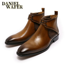 Load image into Gallery viewer, Luxury Men&#39;s Chelsea Boots Black Brown Pointed Toe Handmade Genuine Leather
