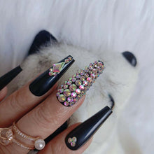 Load image into Gallery viewer, 24pcs Latest Luxury Jewelry Ballet Coffin Fake Nails Crystal Diamond Black
