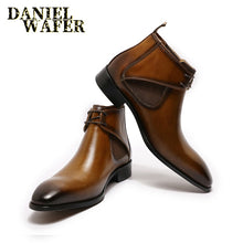 Load image into Gallery viewer, Luxury Men&#39;s Chelsea Boots Black Brown Pointed Toe Handmade Genuine Leather
