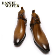 Load image into Gallery viewer, Luxury Men&#39;s Chelsea Boots Black Brown Pointed Toe Handmade Genuine Leather
