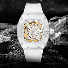 Load image into Gallery viewer, PINTIME Fashion Automatic Mechanical Transparent White Hollow Large Dial Men&#39;s Watch
