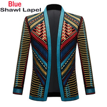 Load image into Gallery viewer, Luxury African Embroidery Cardigan Blazer Jacket Men Shawl Lapel Slim Fit Striped Suit Jacket
