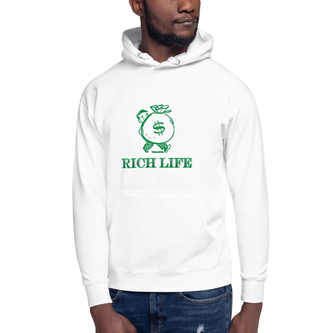 RICH LIFE WHITE HOODIE (STYLE 1)